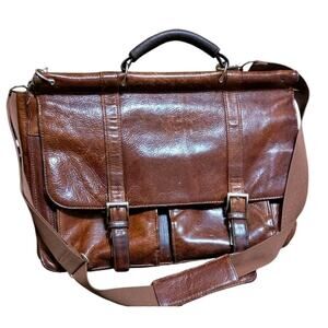 Vtg Wilsons Brown Leather Satchel Messenger Bag indiana jones briefcase